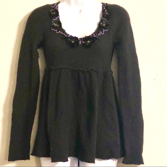Free People Black Open Back Sequined Top - Picture 2 of 8